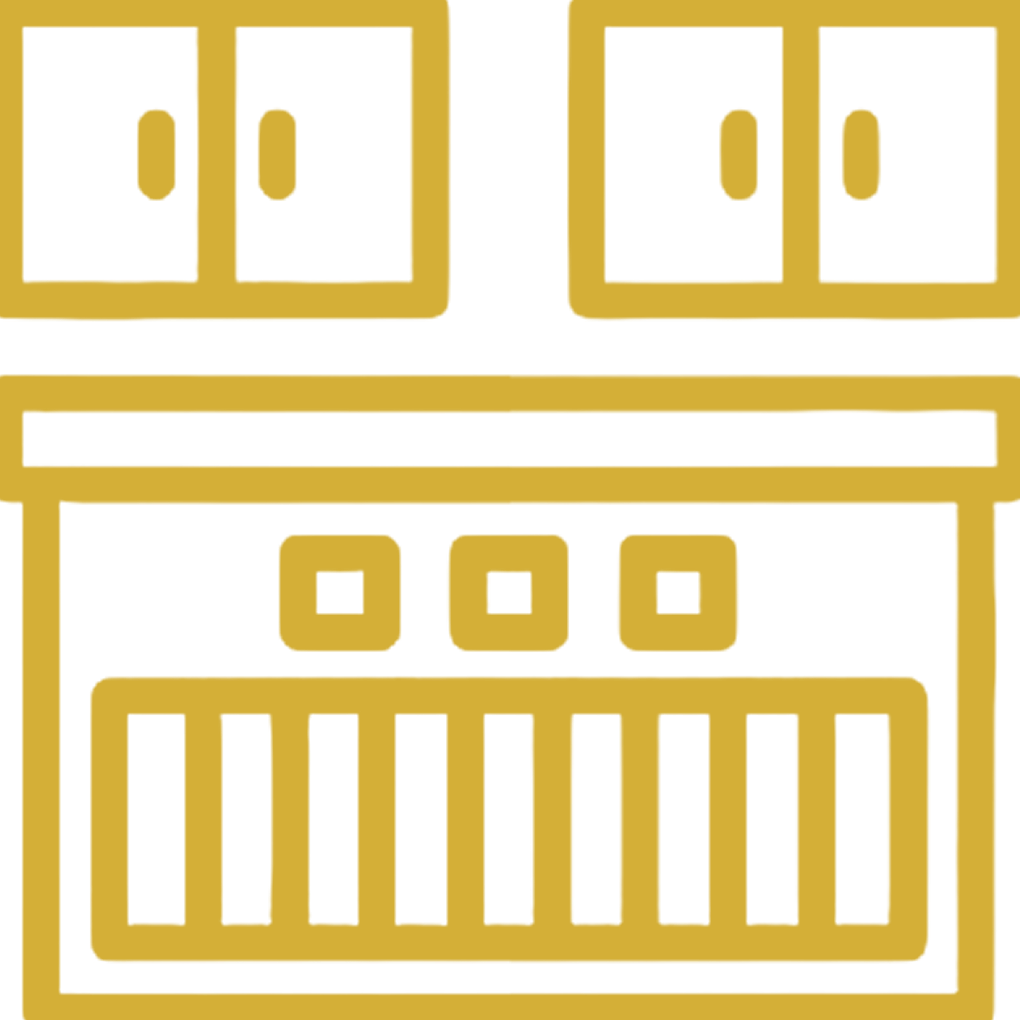 Gold kitchen oven and cabinets icon