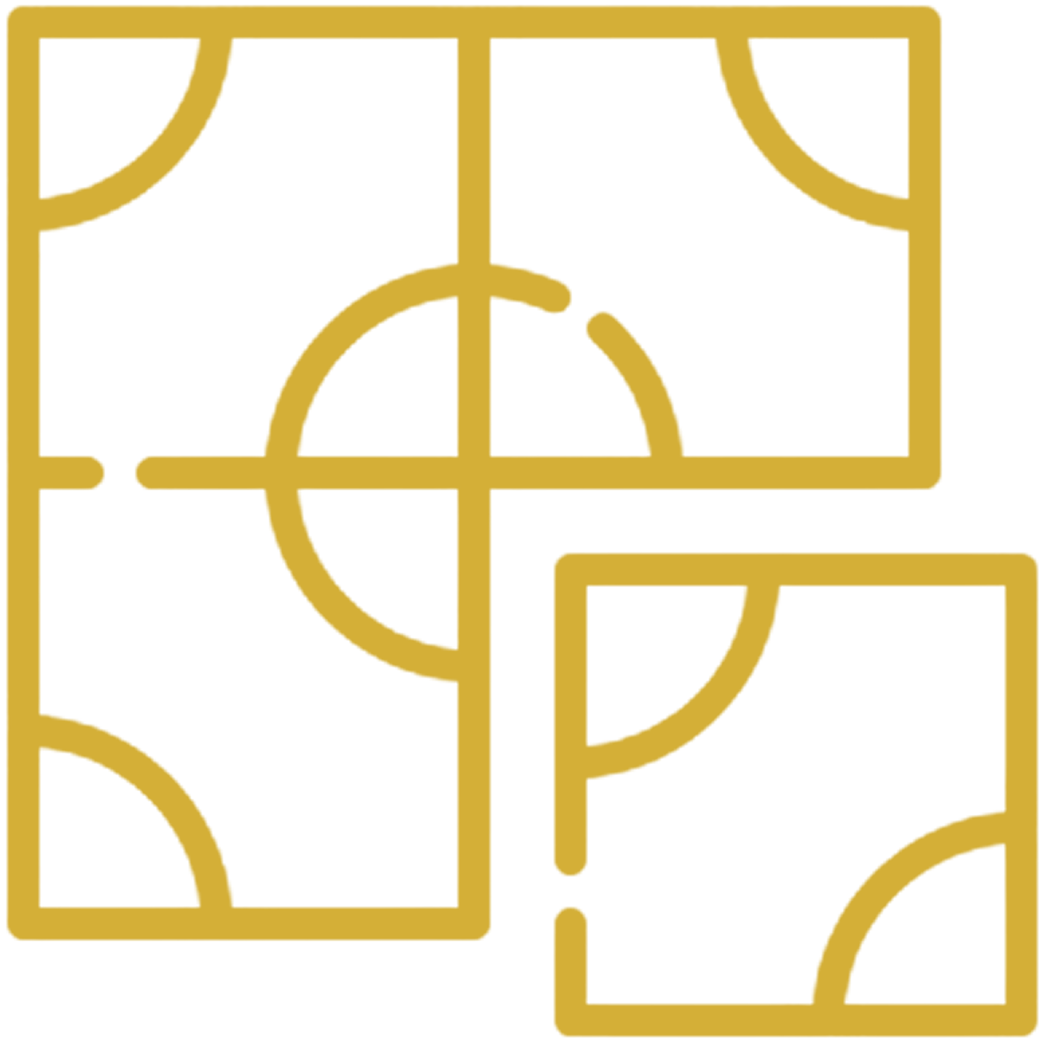 Gold interlocking puzzle pieces on black