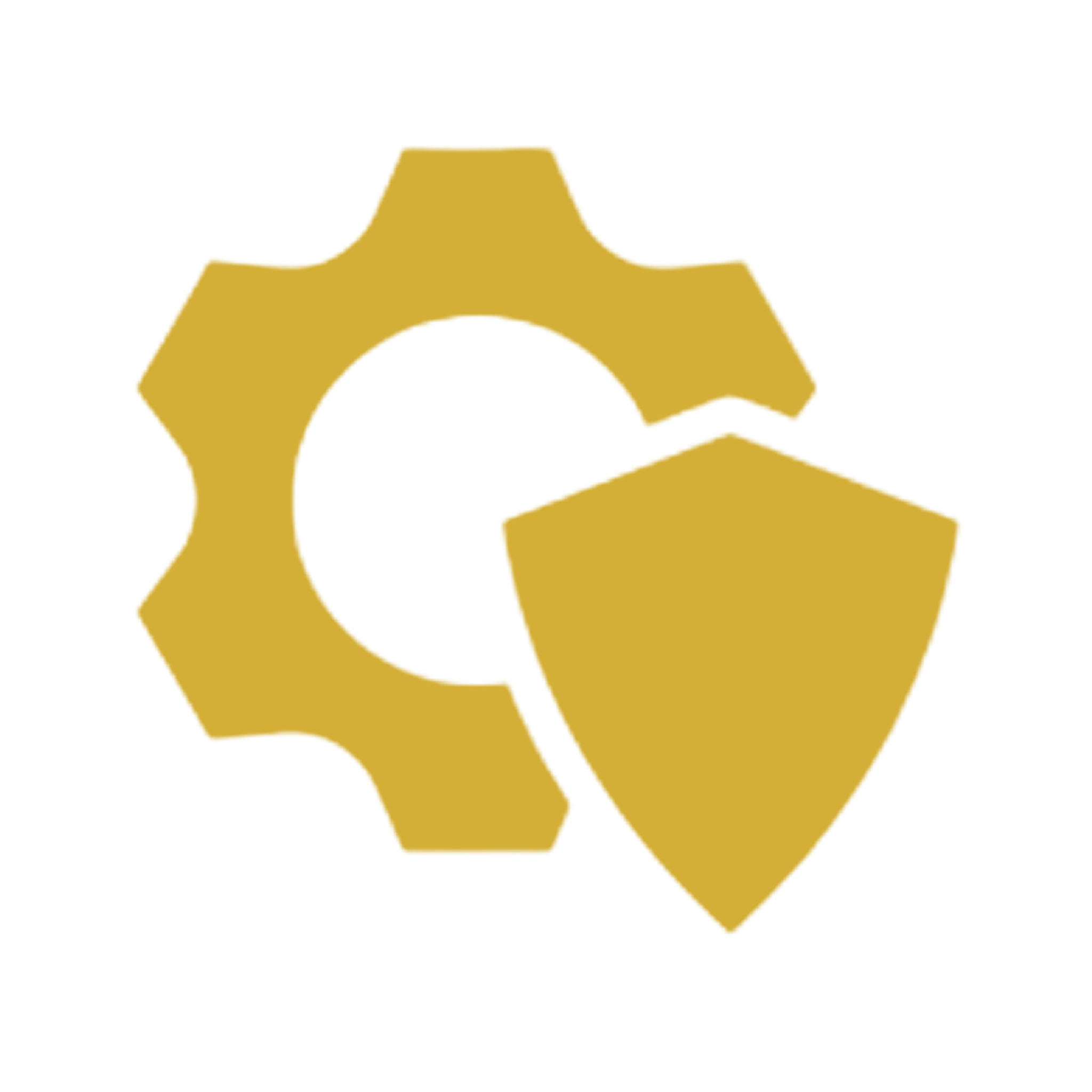 Gold gear and shield icon