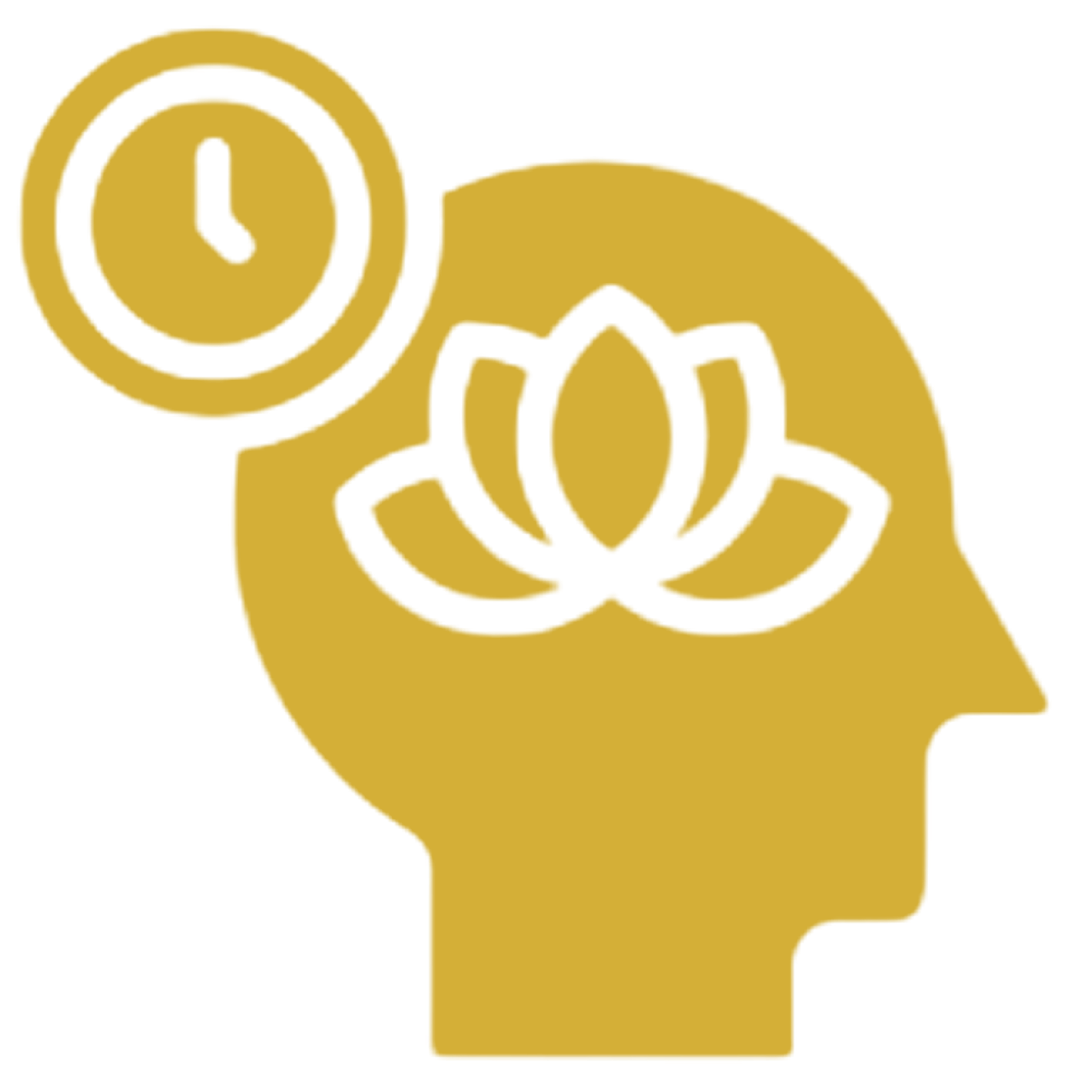 Head silhouette with lotus flower and clock