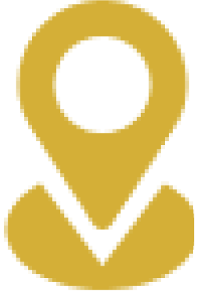 Gold map pin location icon on black