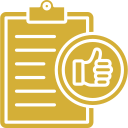 Clipboard with approval thumbs-up icon