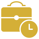 Gold briefcase with clock icon