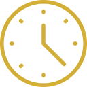 Gold clock face showing 2:30 on black