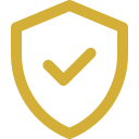 Gold shield with check mark